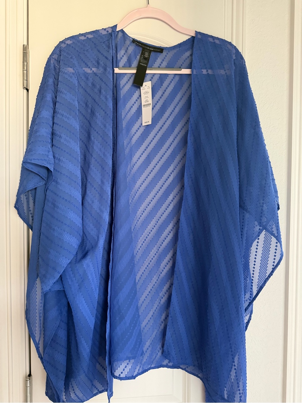 White House Black Market Blue Sheer Kimono Jacket